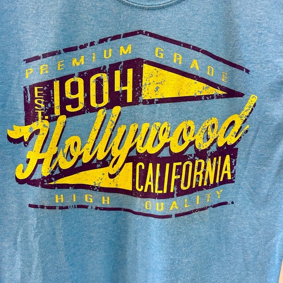 Gildan Other - Blue Graphic Gildan T-Shirt with Yellow and Purple Print